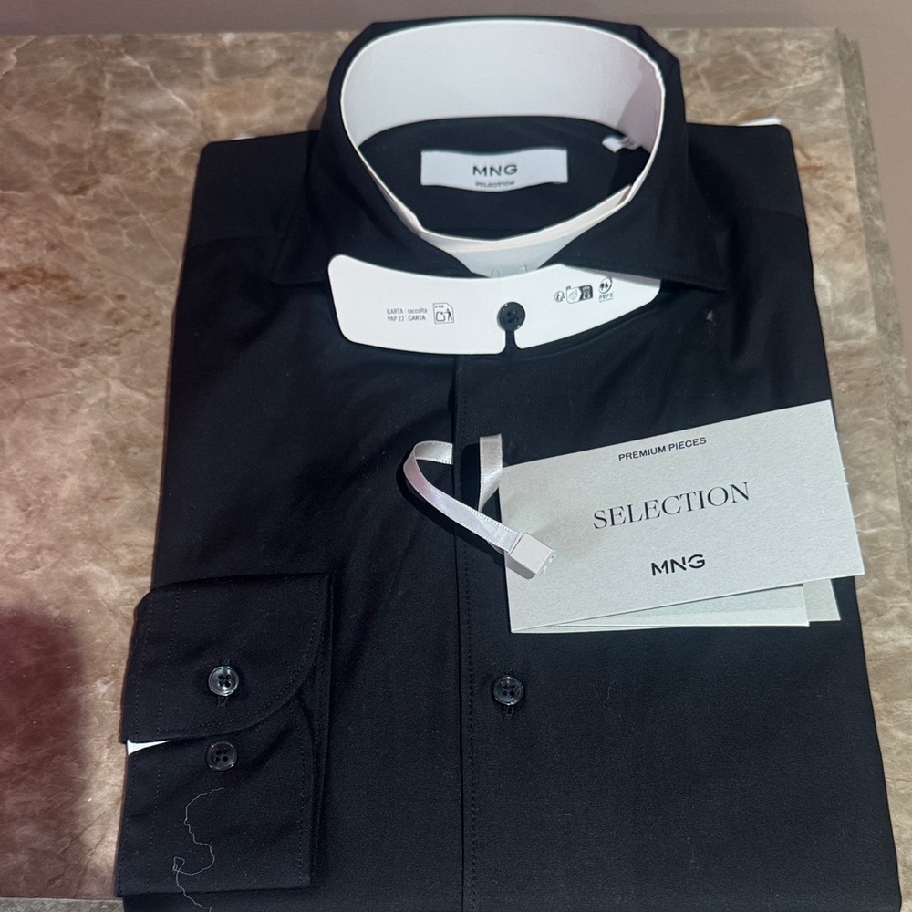 Mango Premium Black Dress Shirt Brand New